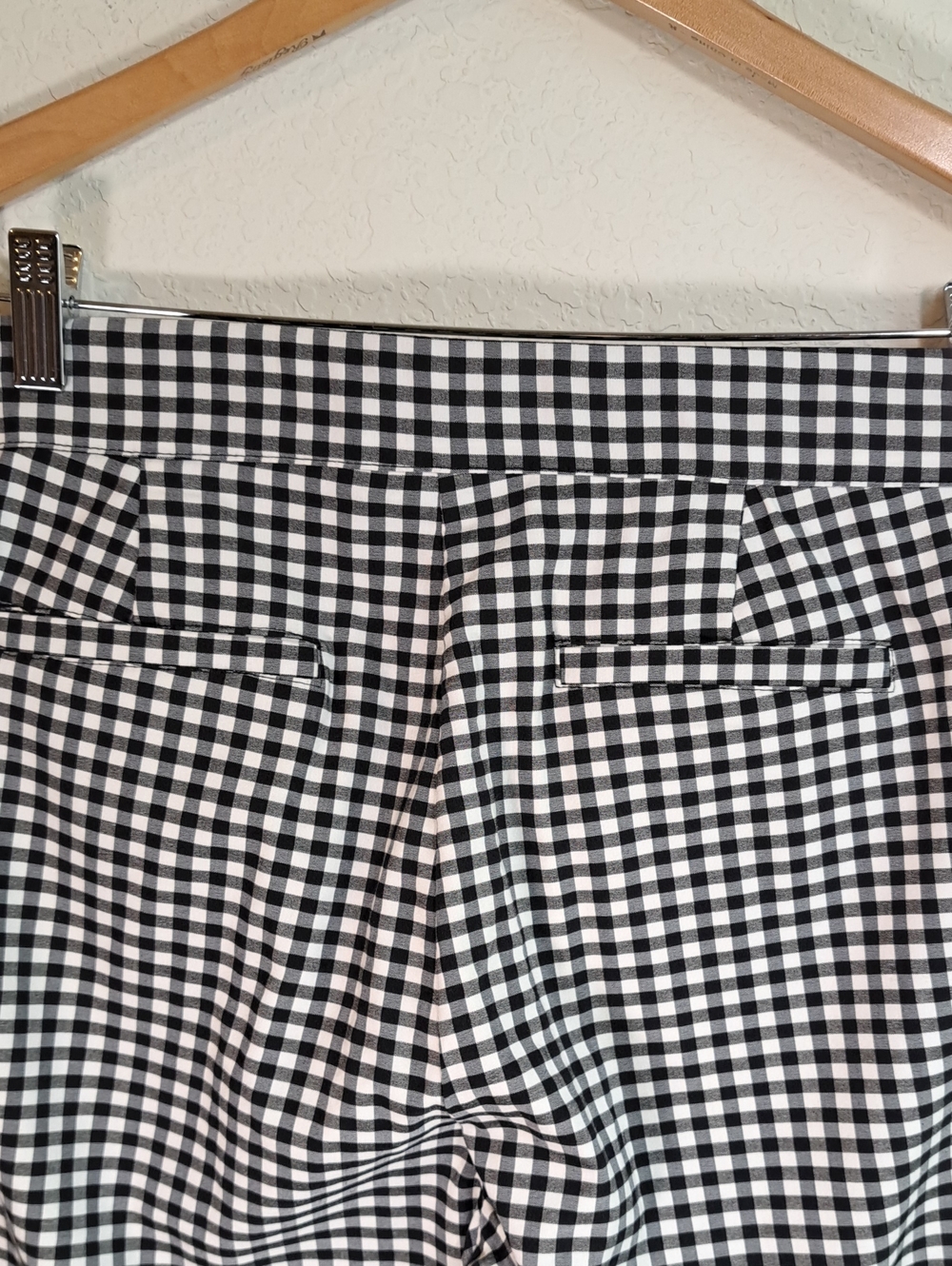 89th & Madison Women’s Black & White Gingham Check Cropped Pants Large Pockets - Picture 3 of 10